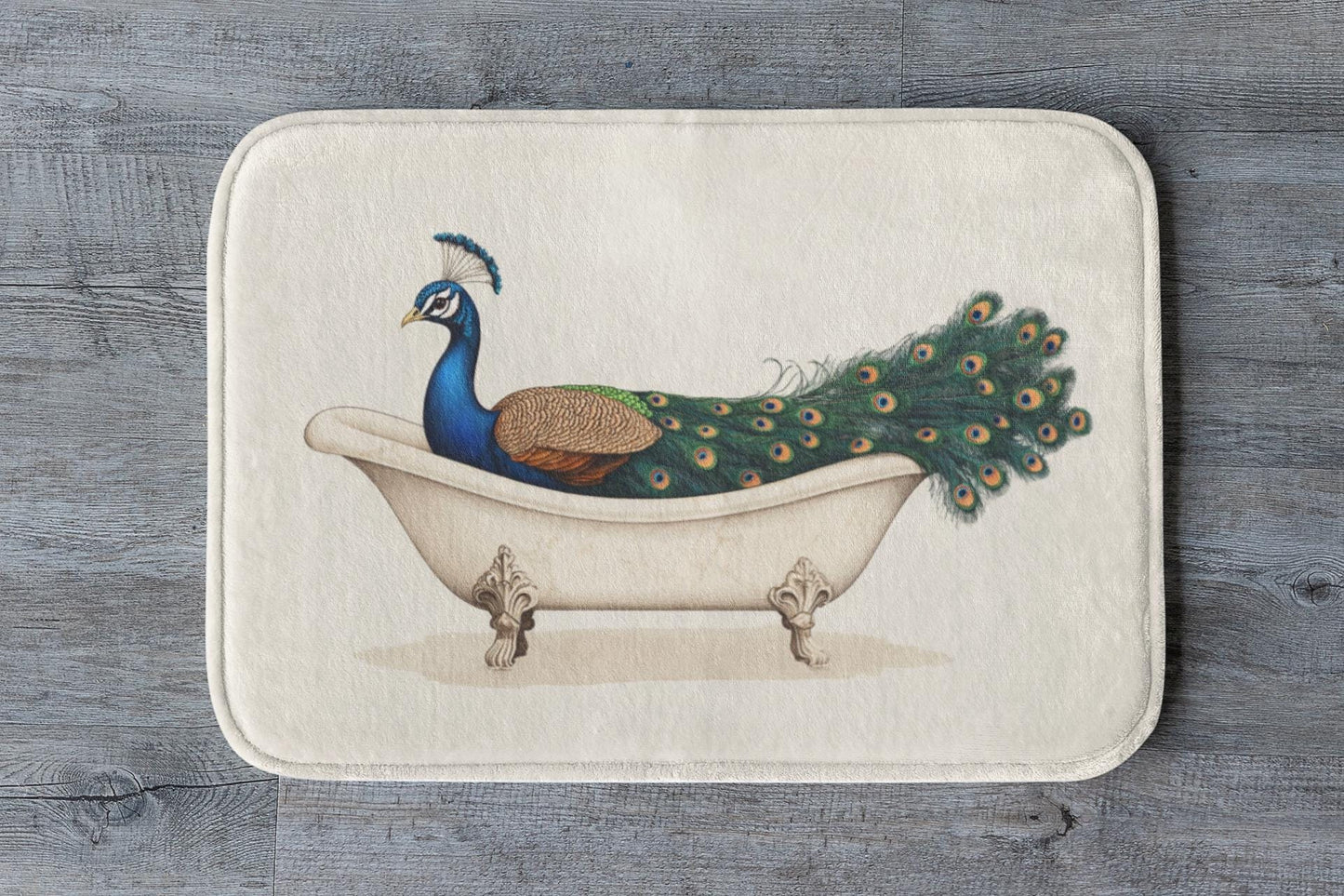 Peacock Bath Mat – Elegant Bird Bathroom Rug