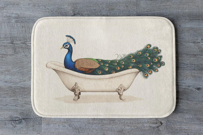 Peacock Bath Mat – Elegant Bird Bathroom Rug