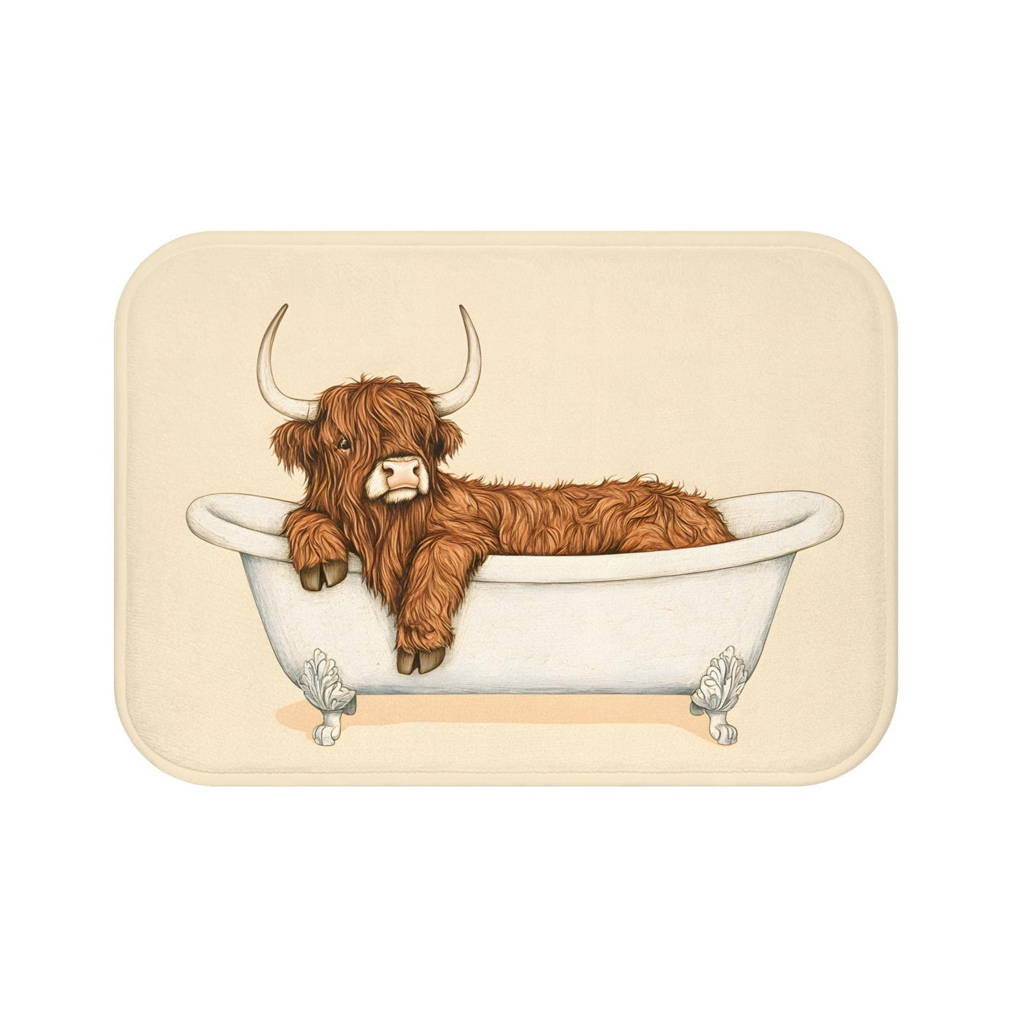 Highland Cow Bath Mat – Rustic Farmhouse Bathroom Rug