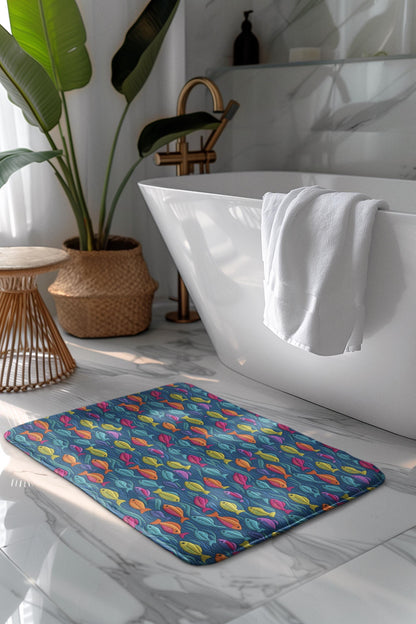 Colorful Fish Bath Mat – Ocean Theme Bathroom Decor