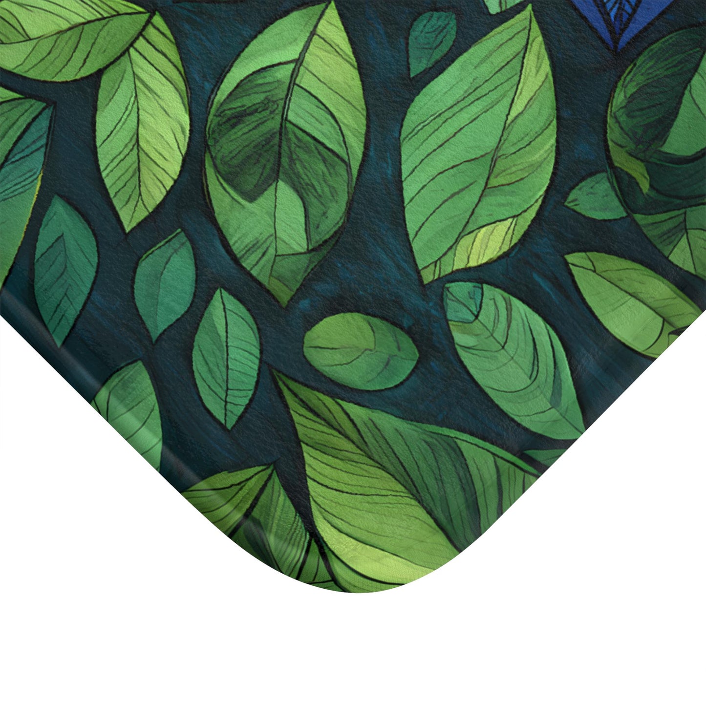 Blue Green Mandala Bath Mat – Boho Bathroom Rug with Sacred Geometry
