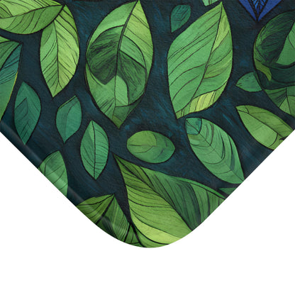 Blue Green Mandala Bath Mat – Boho Bathroom Rug with Sacred Geometry