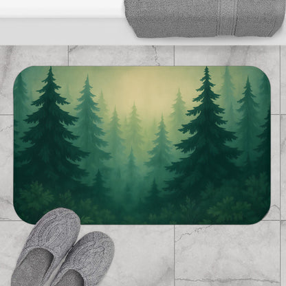 Forest Bath Mat – Pine Trees Nature Bathroom Rug