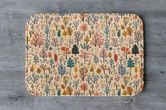 Autumn Forest Bath Mat – Cozy Fall Bathroom Rug, Botanical Woodland Decor, Non-Slip