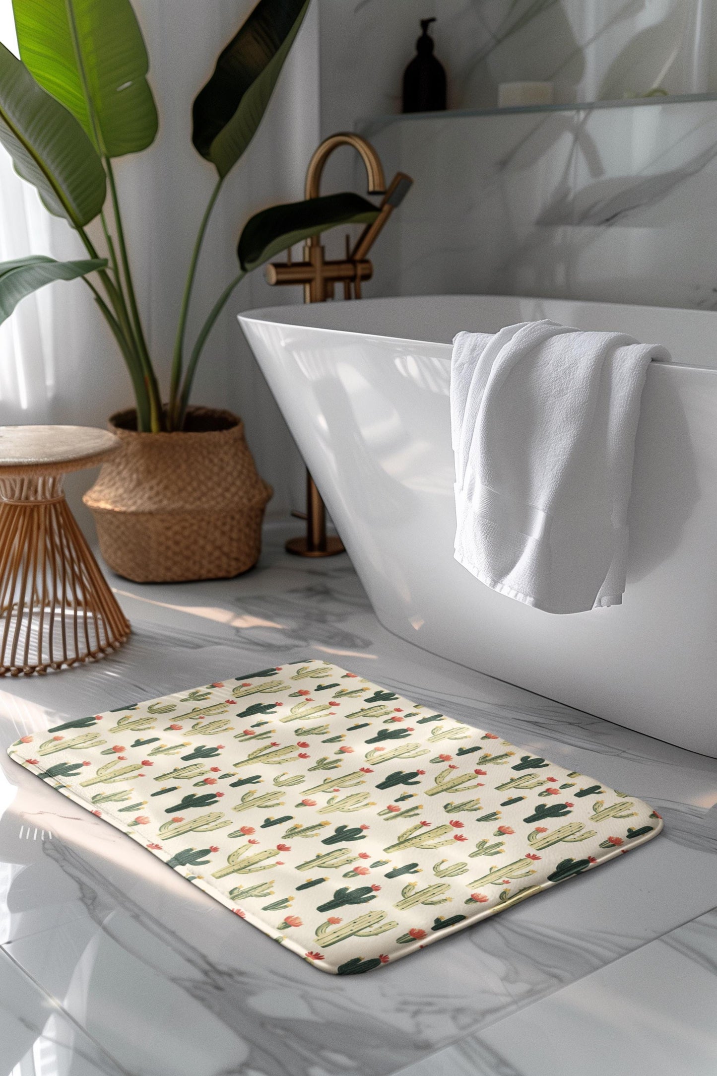 Cactus Bath Mat – Desert Botanical Bathroom Rug