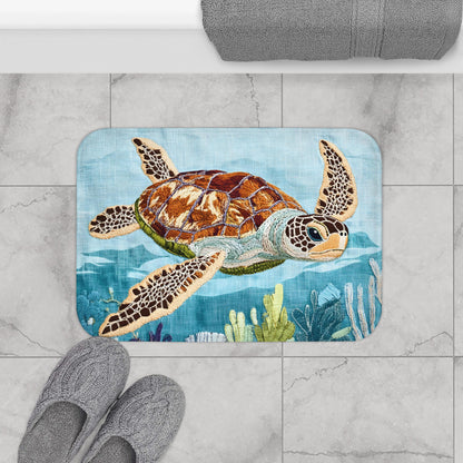Sea Turtle Bath Mat – Ocean Animal Bathroom Rug