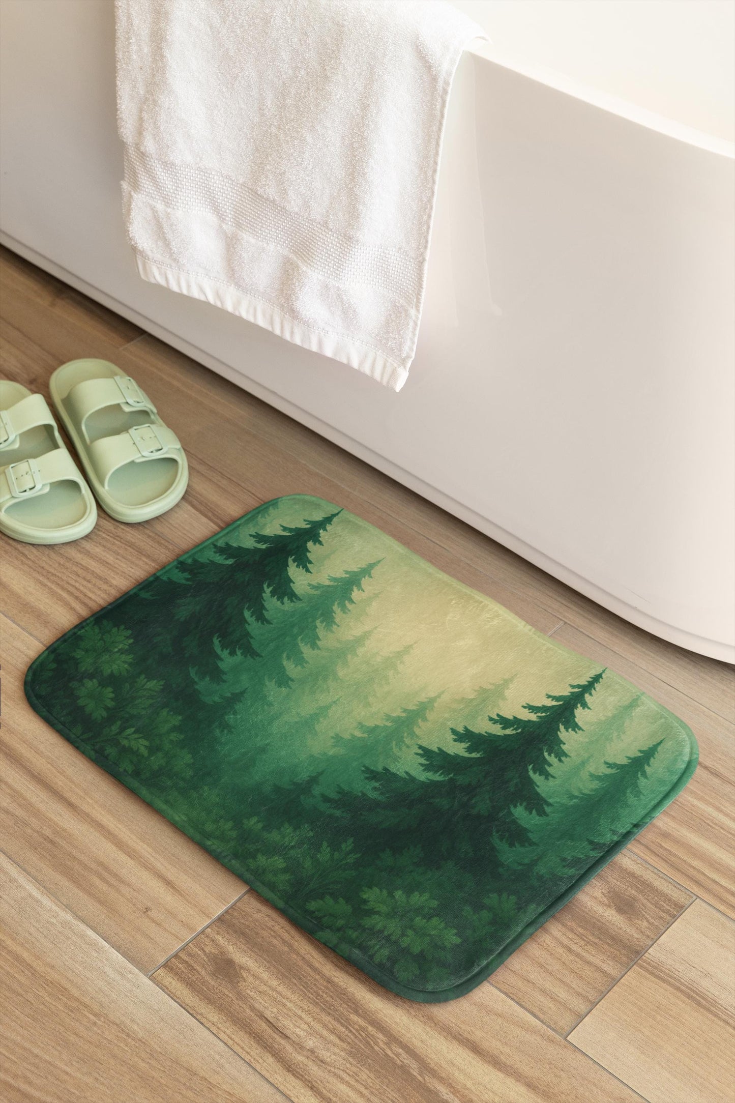 Forest Bath Mat – Pine Trees Nature Bathroom Rug
