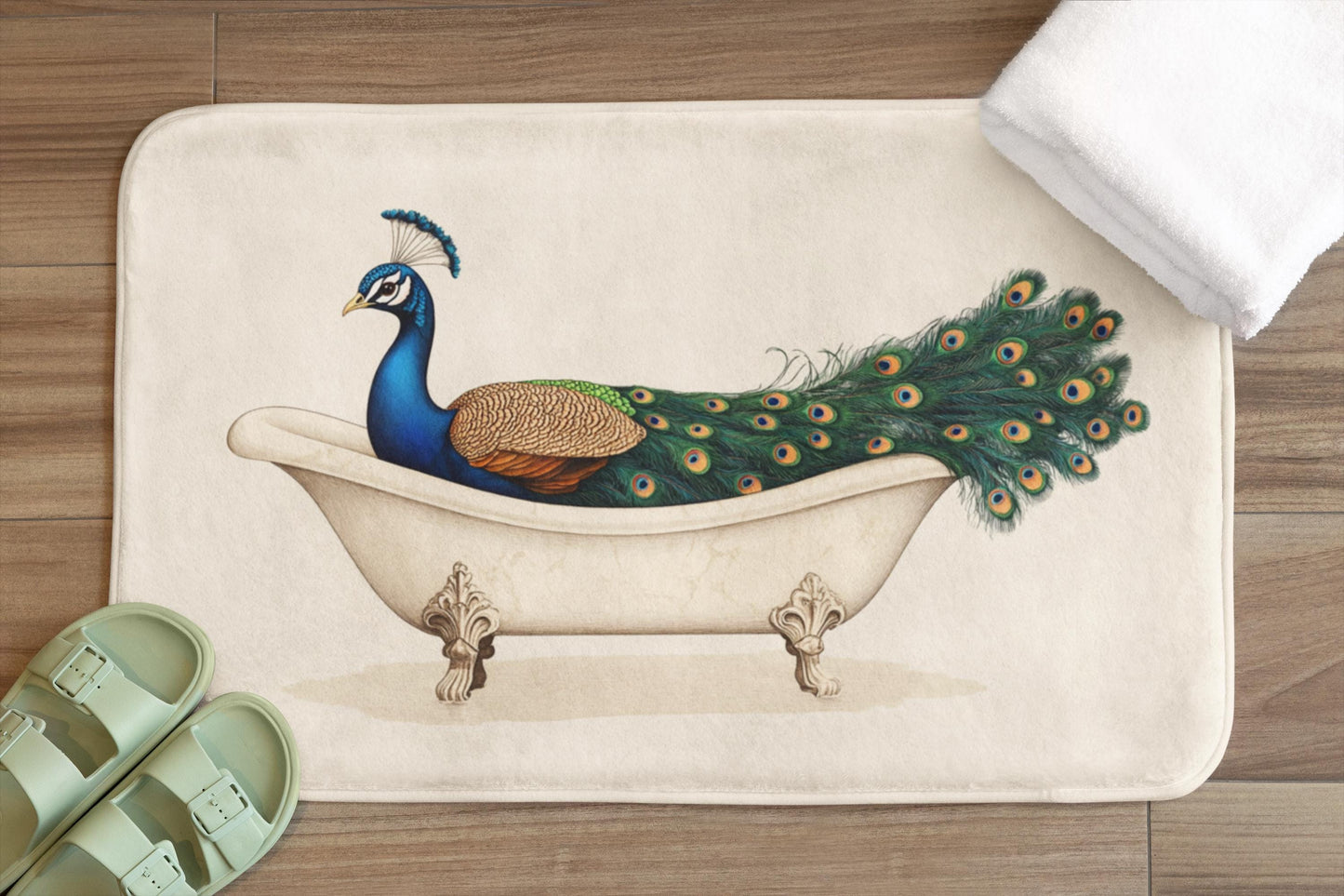 Peacock Bath Mat – Elegant Bird Bathroom Rug