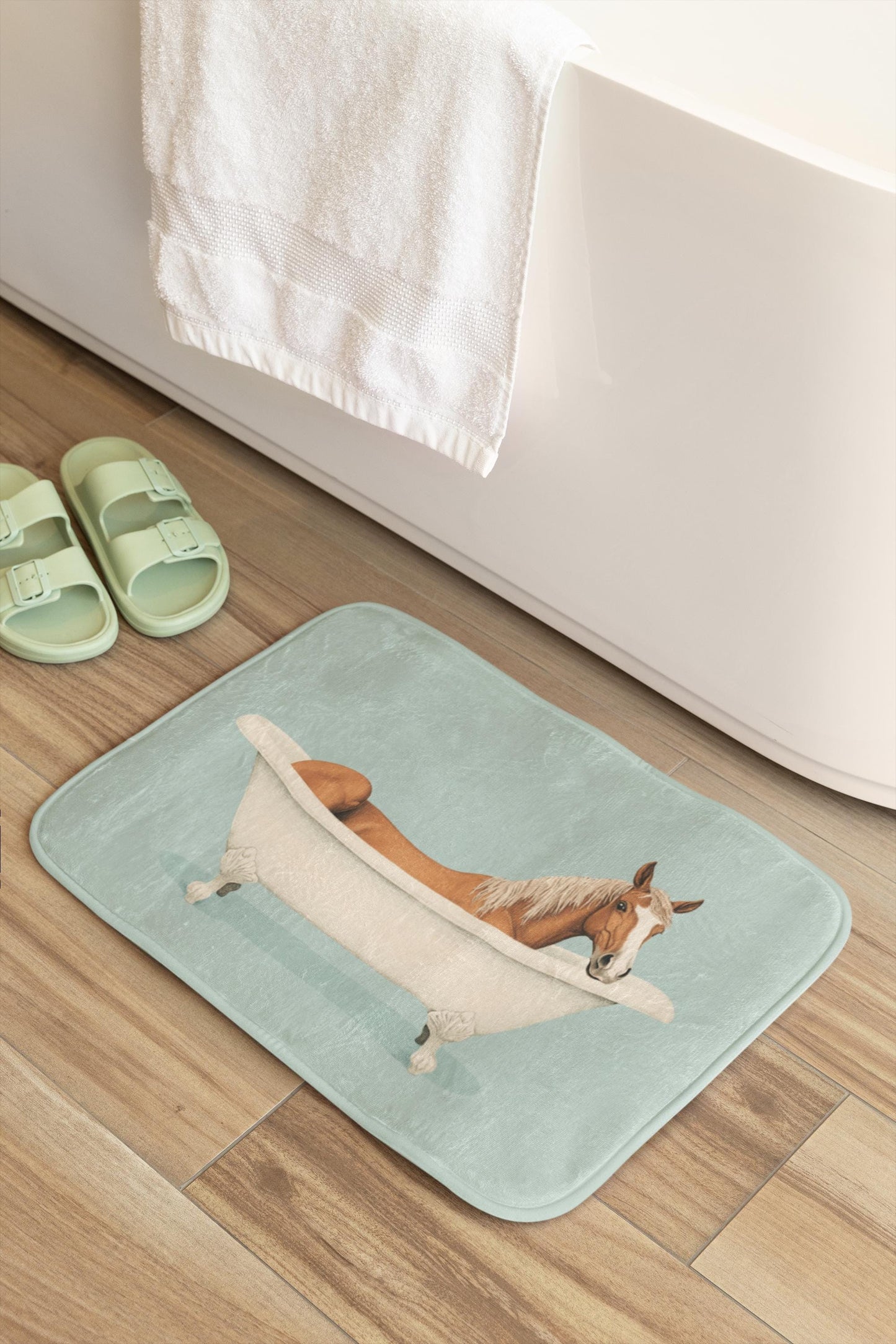 Horse Bath Mat – Elegant Animal Bathroom Rug, Country Farmhouse Decor