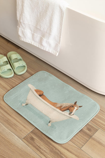 Horse Bath Mat – Elegant Animal Bathroom Rug, Country Farmhouse Decor