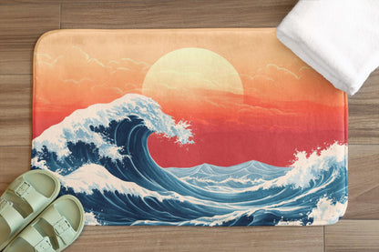 Japanese Wave Bath Mat – Ocean Inspired Bathroom Rug