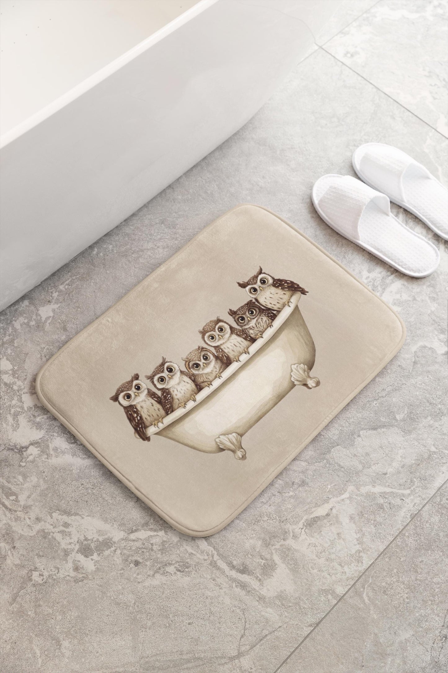 Owl Bath Mat – Woodland Animal Bathroom Rug