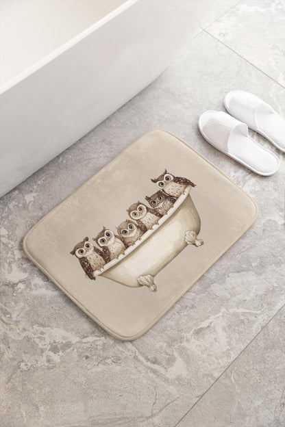 Owl Bath Mat – Woodland Animal Bathroom Rug