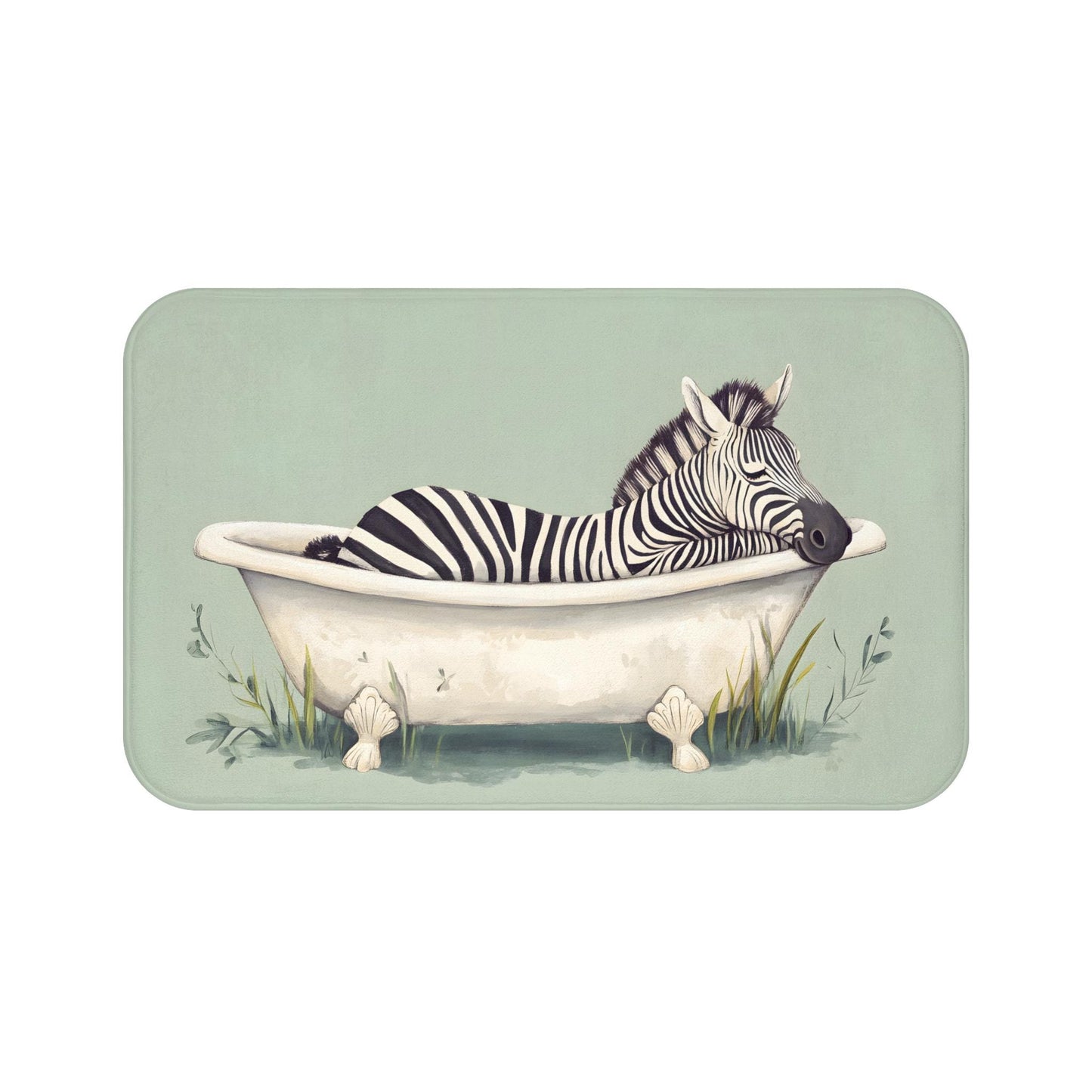 Zebra Bath Mat – Safari Animal Bathroom Rug, Jungle Decor, Soft Non-Slip