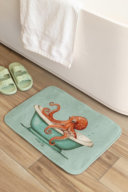 Octopus Bath Mat – Nautical Sea Life Bathroom Rug, Whimsical Coastal Decor