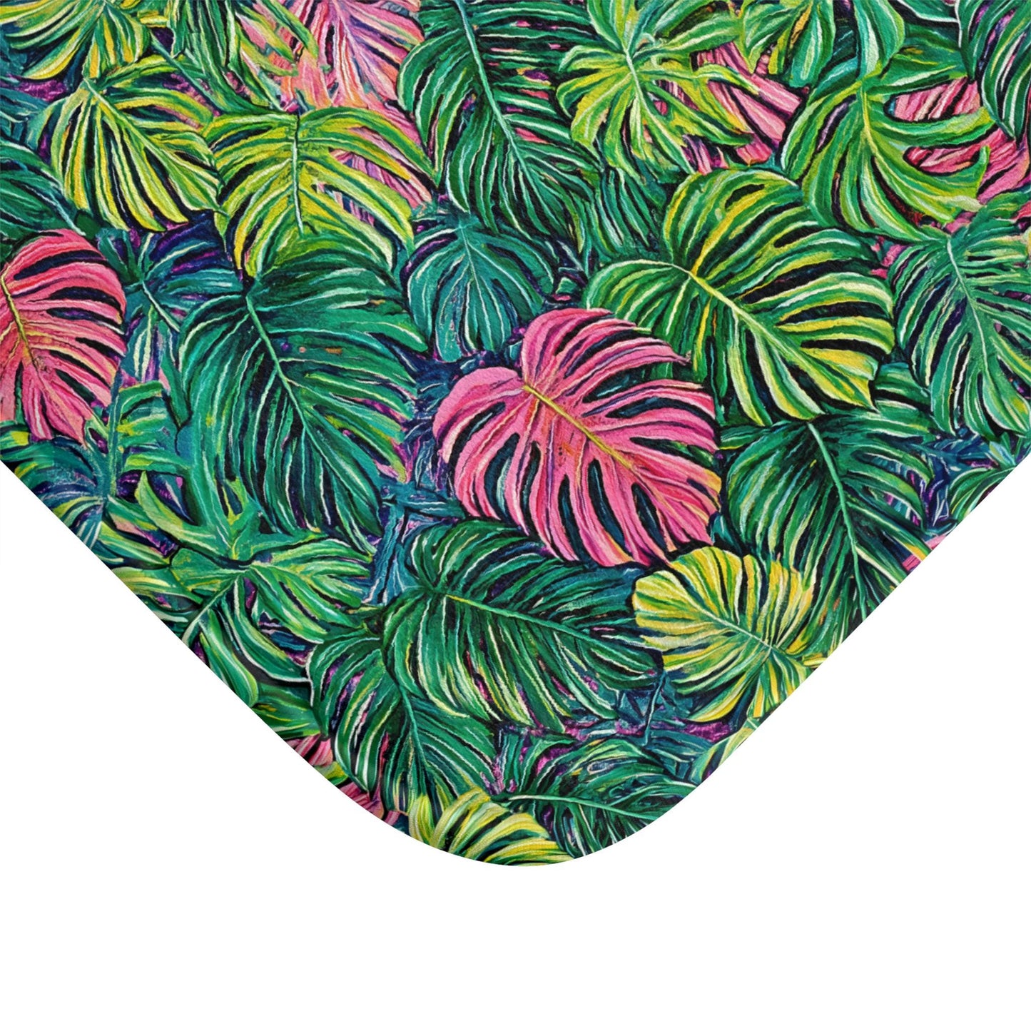Tropical Leaf Bath Mat - Monstera Bathroom Rug Colorful Jungle Decor