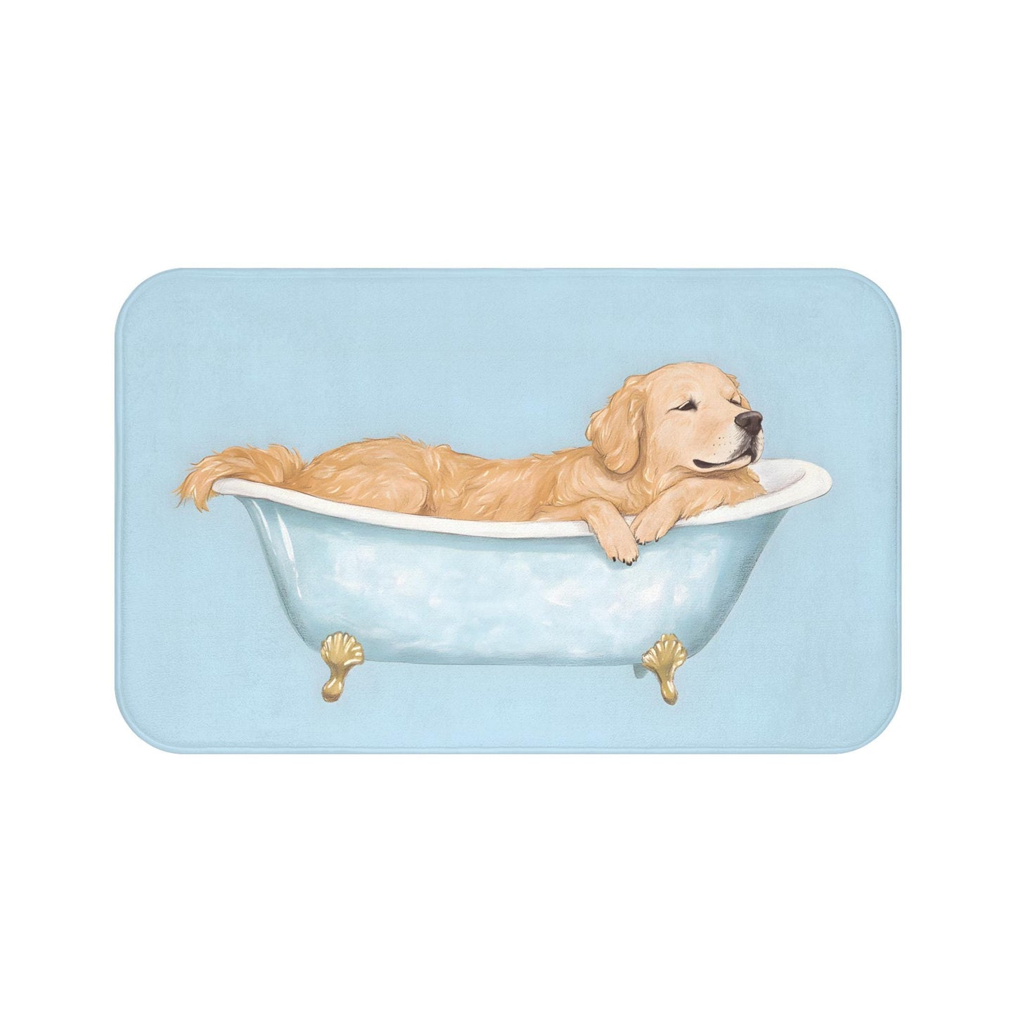Golden Retriever Bath Mat – Cute Dog Bathroom Rug