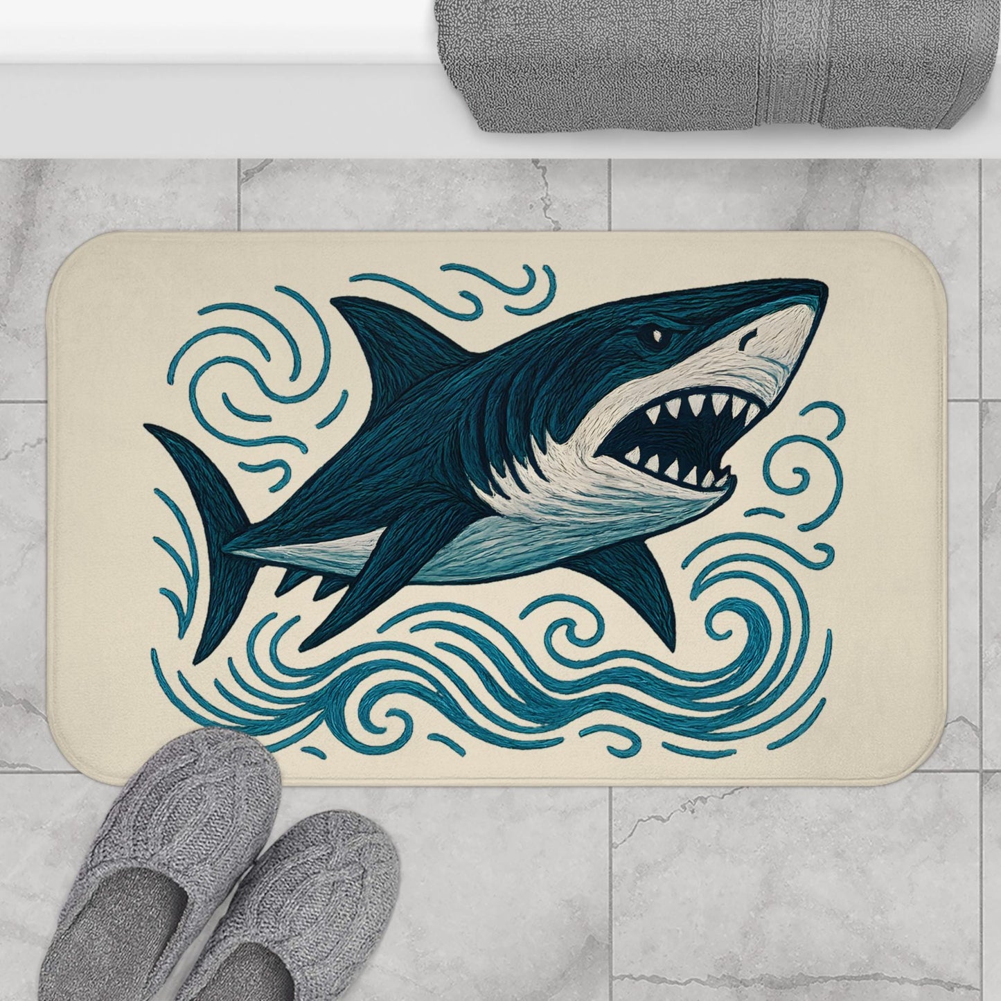 Shark Bath Mat – Fun Ocean Theme Bathroom Rug