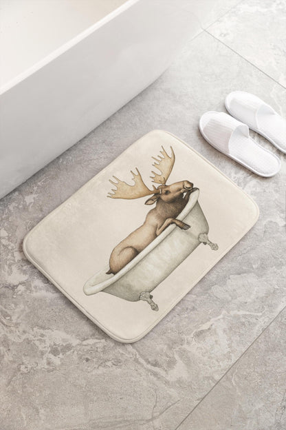 Moose Bath Mat – Rustic Cabin Bathroom Decor