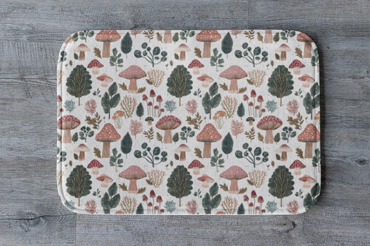 Forest Mushroom Bath Mat – Botanical Cottagecore Rug