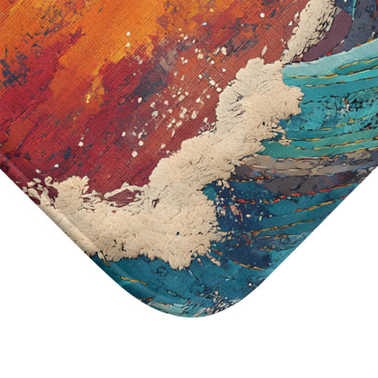 Dolphin Bath Mat – Ocean Wave Marine Life Bathroom Rug