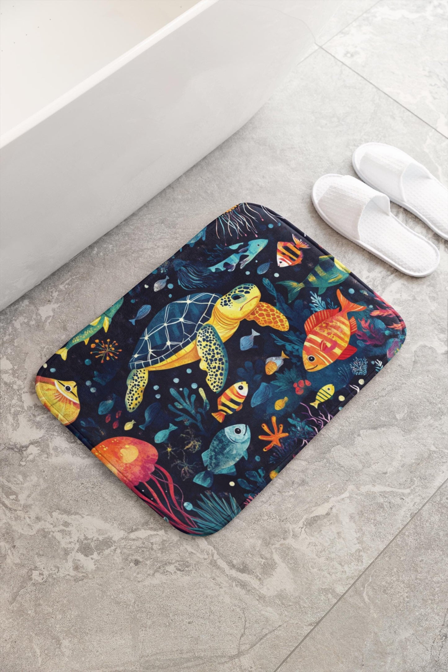 Sea Turtle Bath Mat – Ocean Bathroom Rug