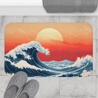 Japanese Wave Bath Mat – Ocean Inspired Bathroom Rug