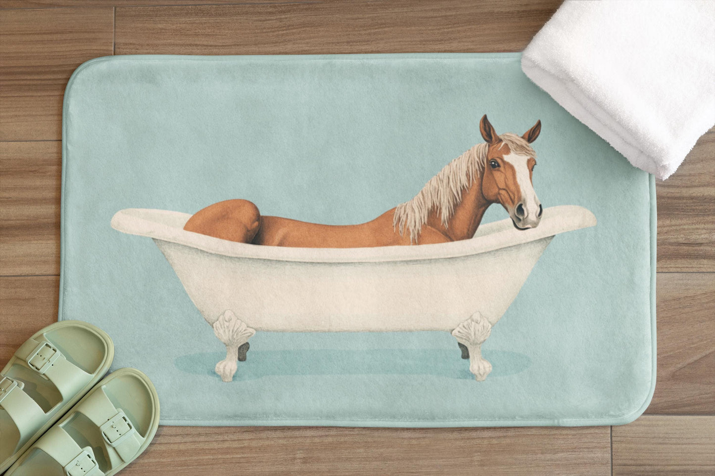 Horse Bath Mat – Elegant Animal Bathroom Rug, Country Farmhouse Decor