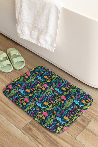 Tropical Fish Bath Mat – Colorful Ocean Bathroom Rug