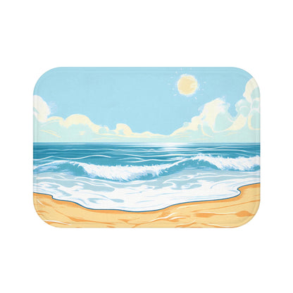 Beach Bath Mat – Coastal Ocean Wave Bathroom Rug