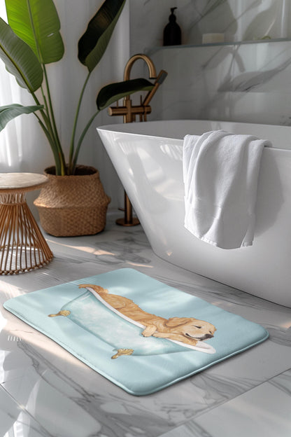 Golden Retriever Bath Mat – Cute Dog Bathroom Rug