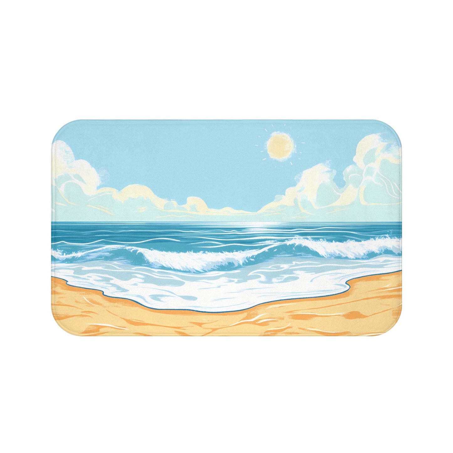 Beach Bath Mat – Coastal Ocean Wave Bathroom Rug
