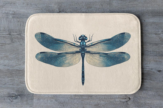 Dragonfly Bath Mat – Nature Bathroom Rug, Botanical Insect Decor, Soft Non-Slip