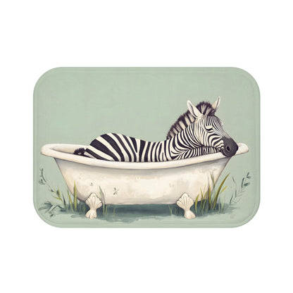 Zebra Bath Mat – Safari Animal Bathroom Rug, Jungle Decor, Soft Non-Slip