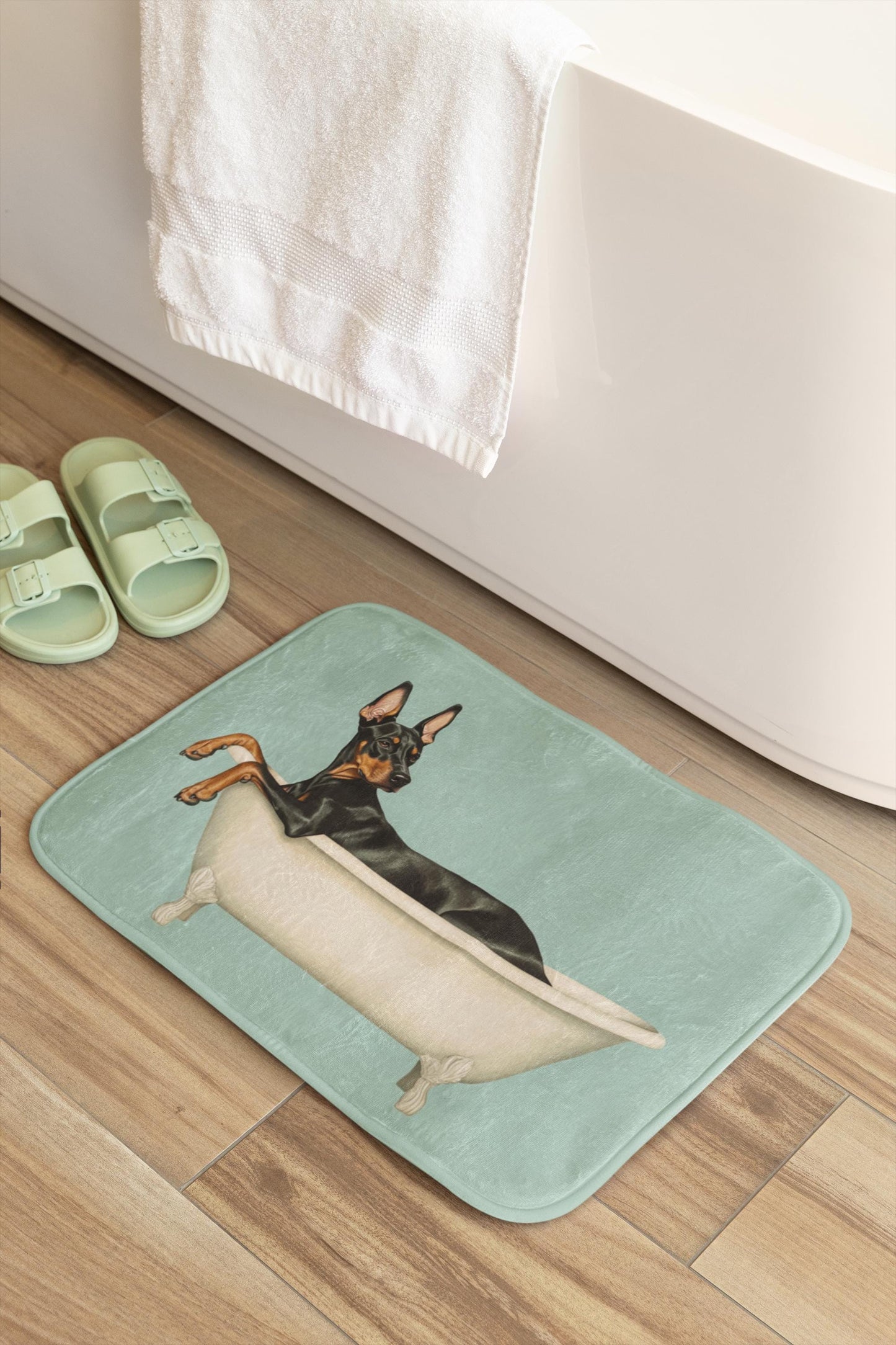 Doberman Bath Mat – Sleek Dog Lover Bathroom Rug