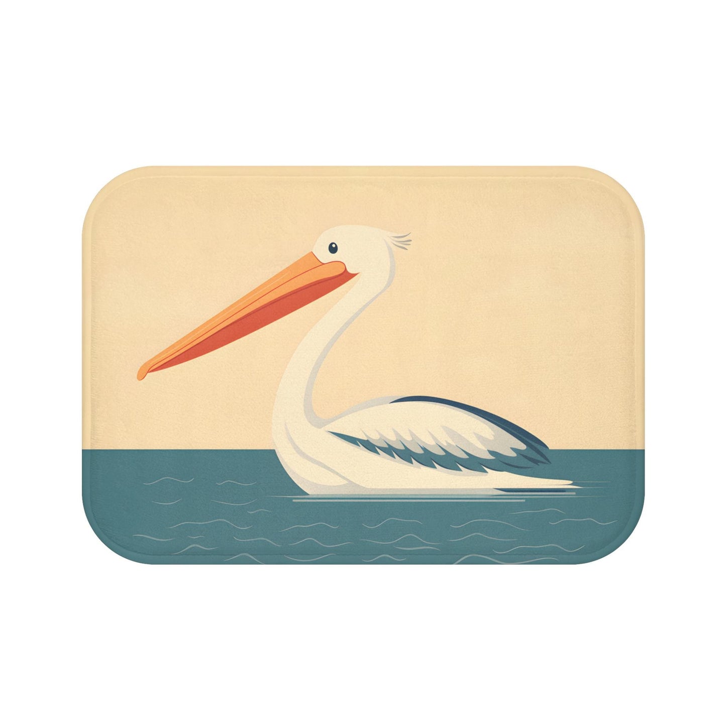 Pelican Bath Mat – Coastal Bird Bathroom Rug with Ocean Theme