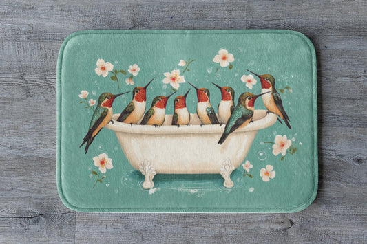 Hummingbird Bath Mat – Whimsical Bird Bathroom Rug