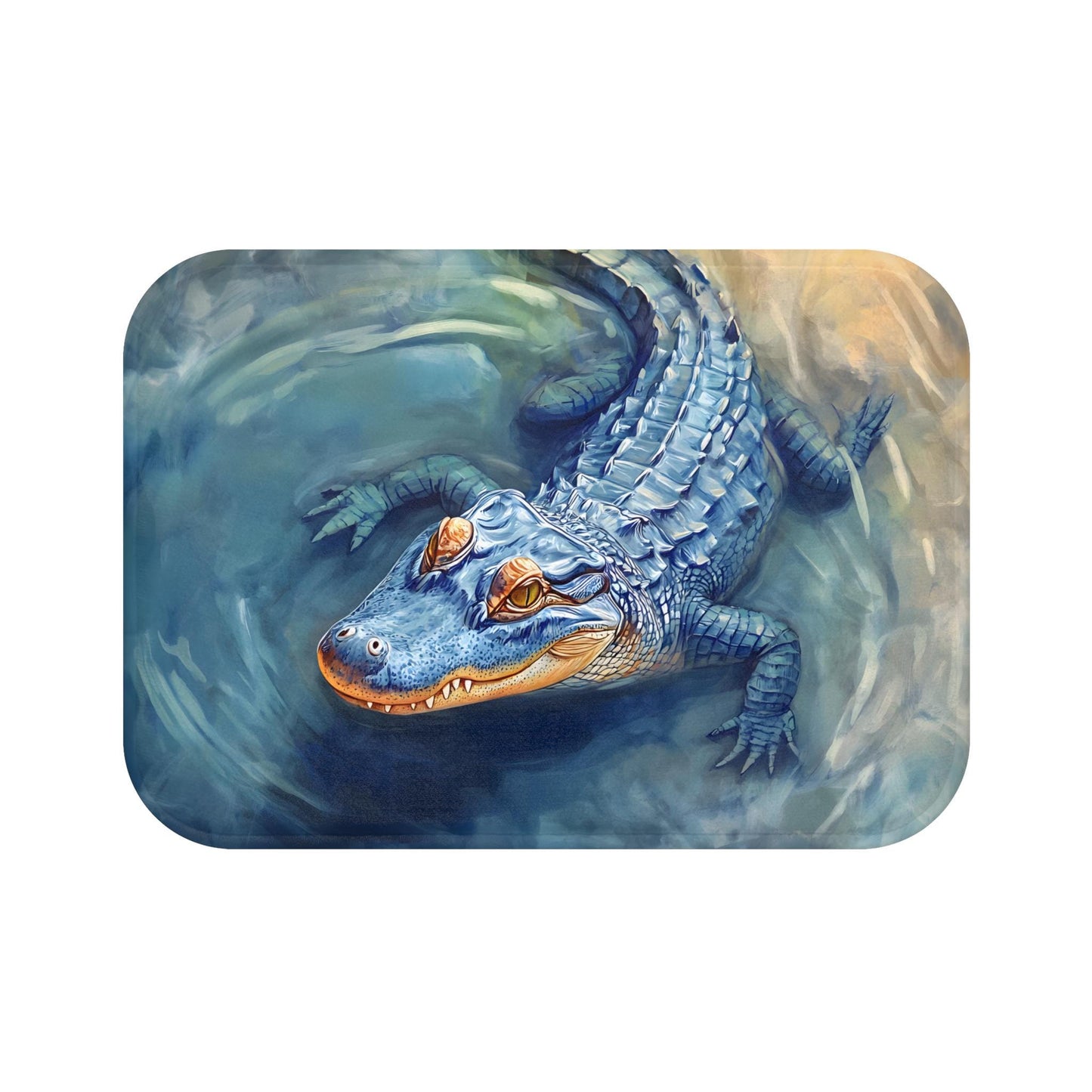 Crocodile Bath Mat – Blue Alligator Bathroom Rug
