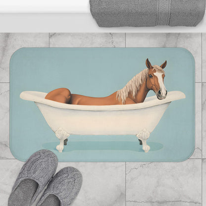Horse Bath Mat – Elegant Animal Bathroom Rug, Country Farmhouse Decor
