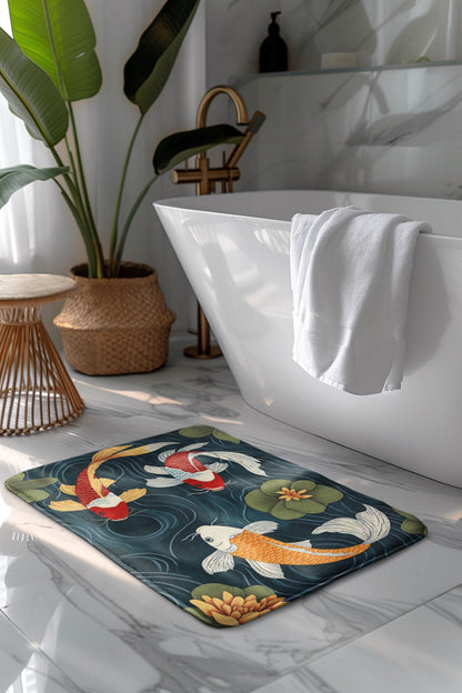 Japanese Koi Fish Bath Mat – Zen Inspired Bathroom Decor