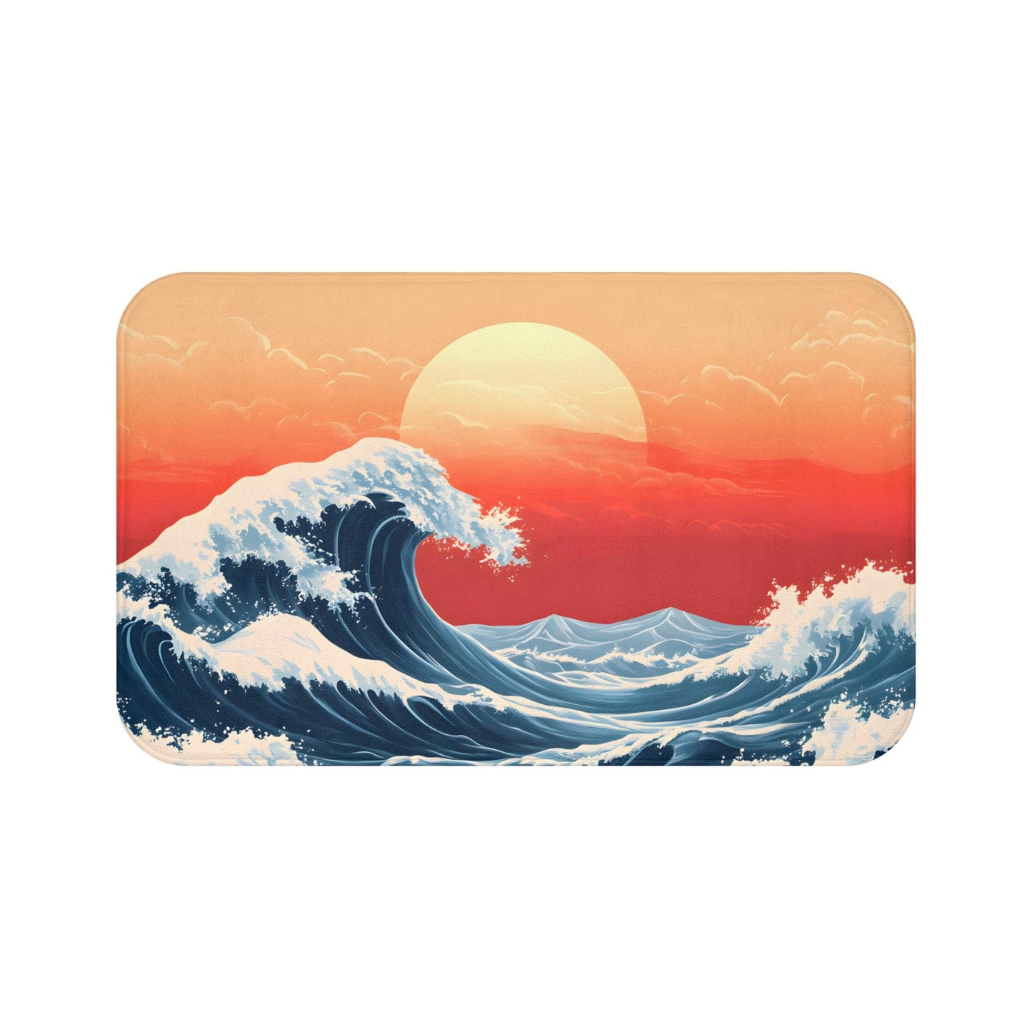 Japanese Wave Bath Mat – Ocean Inspired Bathroom Rug