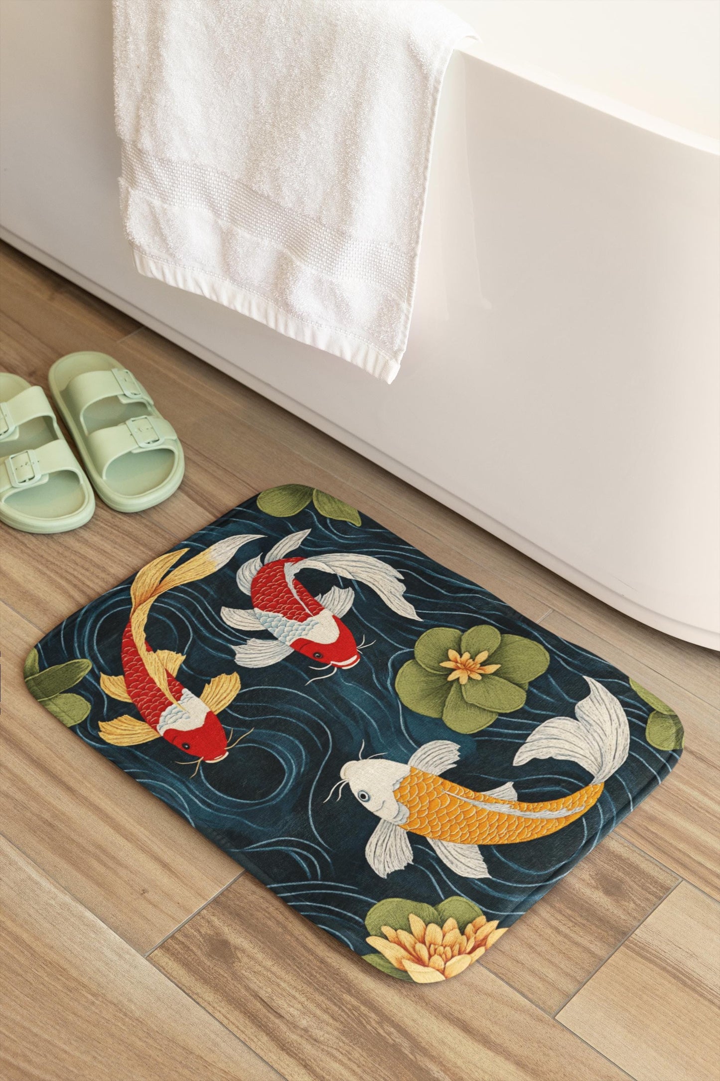 Japanese Koi Fish Bath Mat – Zen Inspired Bathroom Decor