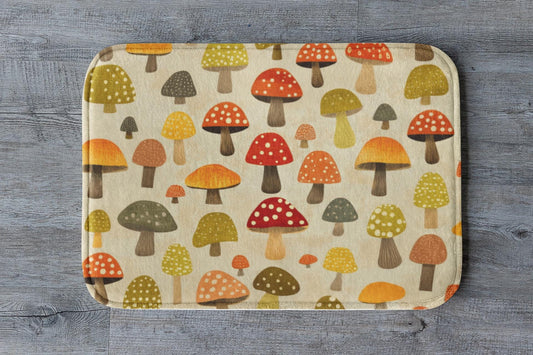 Mushroom Bath Mat – Whimsical Woodland Cottagecore Rug