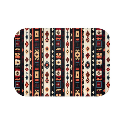 Tribal Stripe Bath Mat – Ethnic Boho Bathroom Rug with Anti-Slip