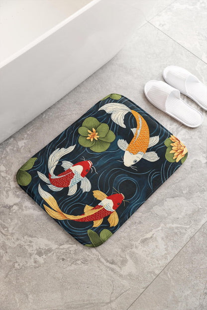 Japanese Koi Fish Bath Mat – Zen Inspired Bathroom Decor