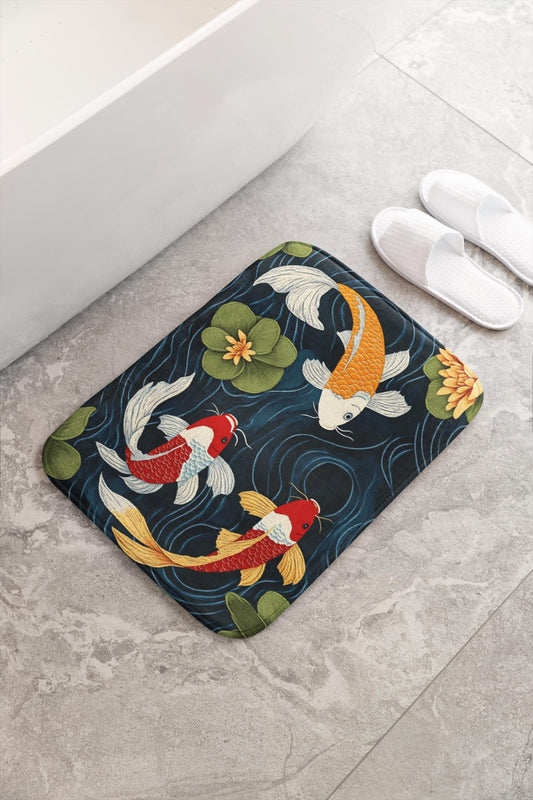 Japanese Koi Fish Bath Mat – Zen Inspired Bathroom Decor