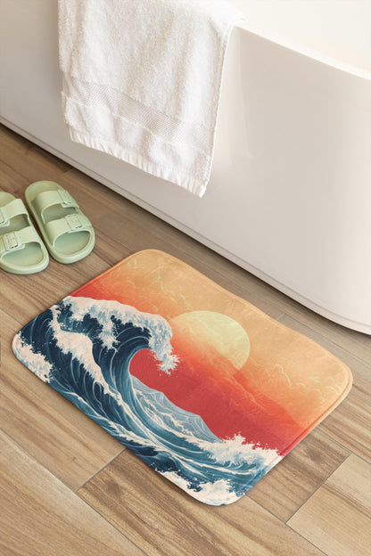 Japanese Wave Bath Mat – Ocean Inspired Bathroom Rug