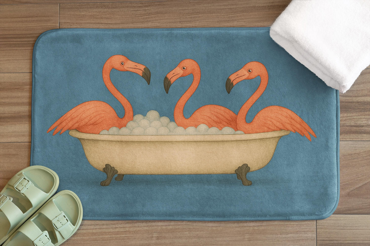 Flamingo Bath Mat – Funny Pink Bird Tropical Bathroom Rug