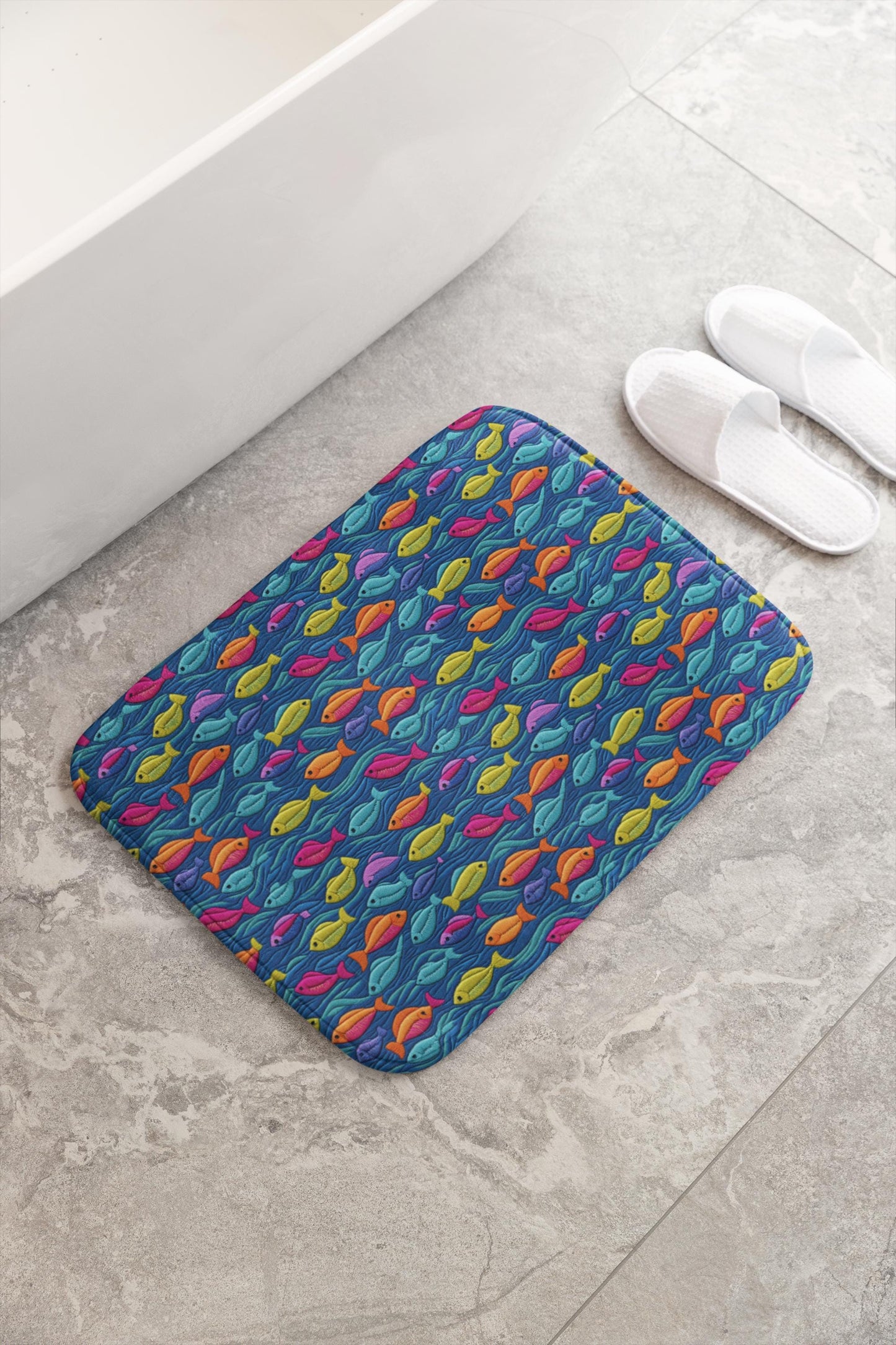 Colorful Fish Bath Mat – Ocean Theme Bathroom Decor