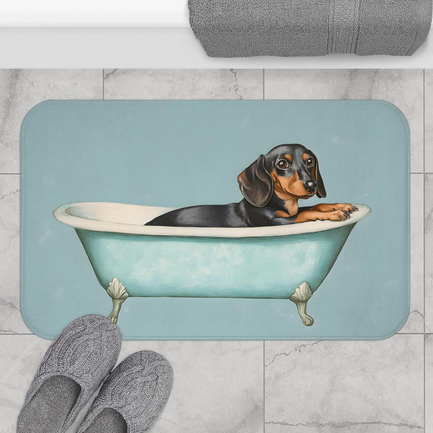 Cute Dachshund Bath Mat – Dog Lover Bathroom Decor